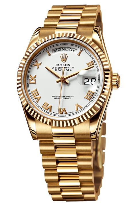 rolex day date yellow gold roman numerals silver|rolex gold day date 36mm.